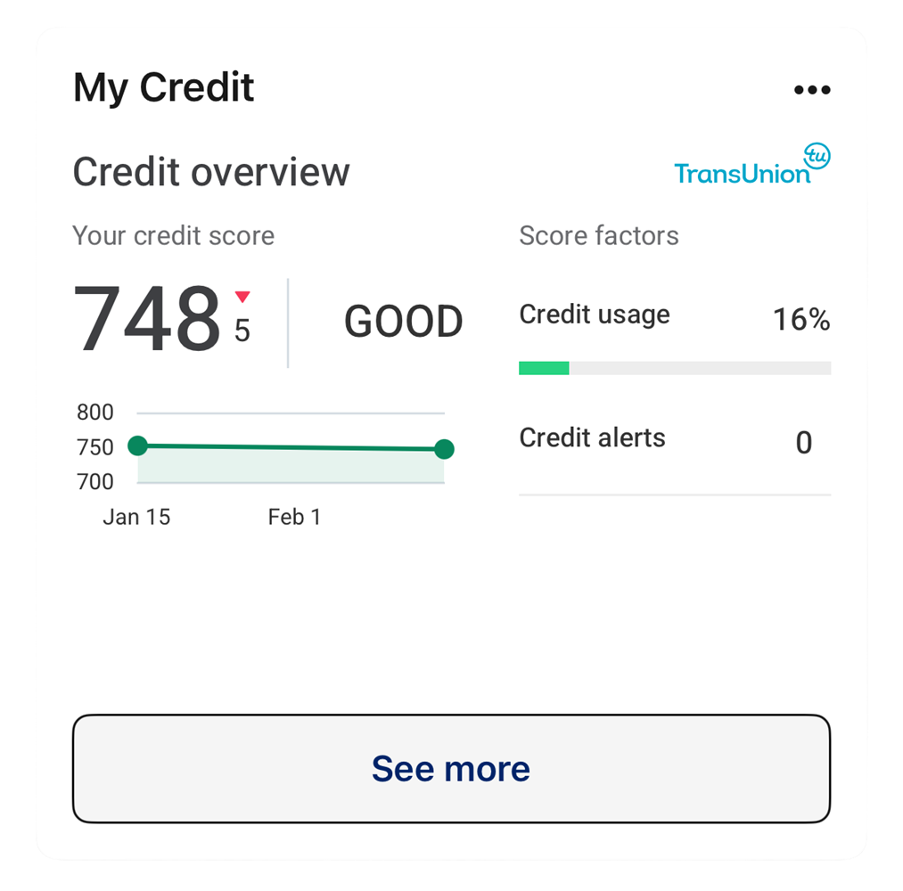 My Credit Manager tile in online banking